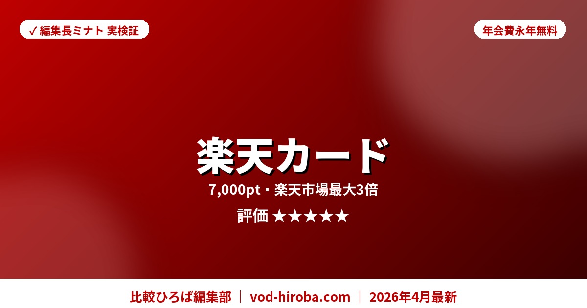 【楽天カードの評判】新規入会&利用で5,000ポイントプレゼント中を編集長が徹底レビュー｜2026年4月最新